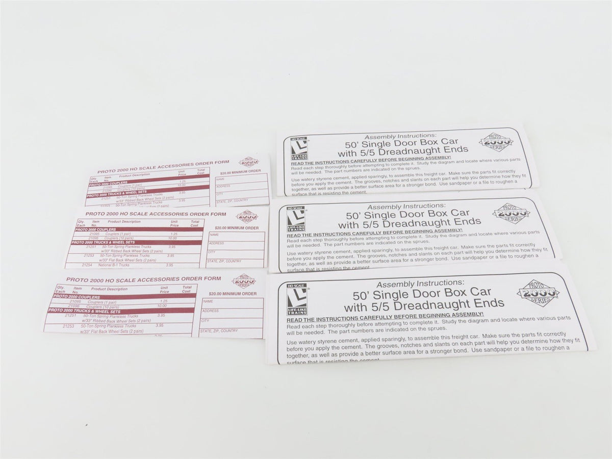 LOT of 3 HO Scale Life-Like Proto 2000 Kits SP Southern Pacific 50&#39; Box Cars