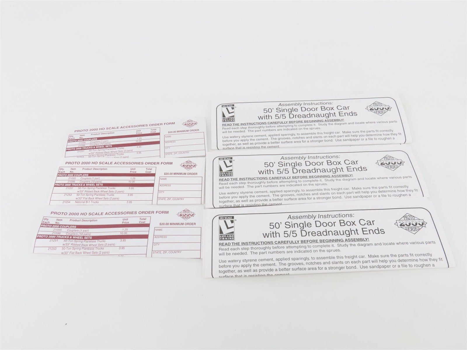 LOT of 3 HO Scale Life-Like Proto 2000 Kits SP Southern Pacific 50' Box Cars