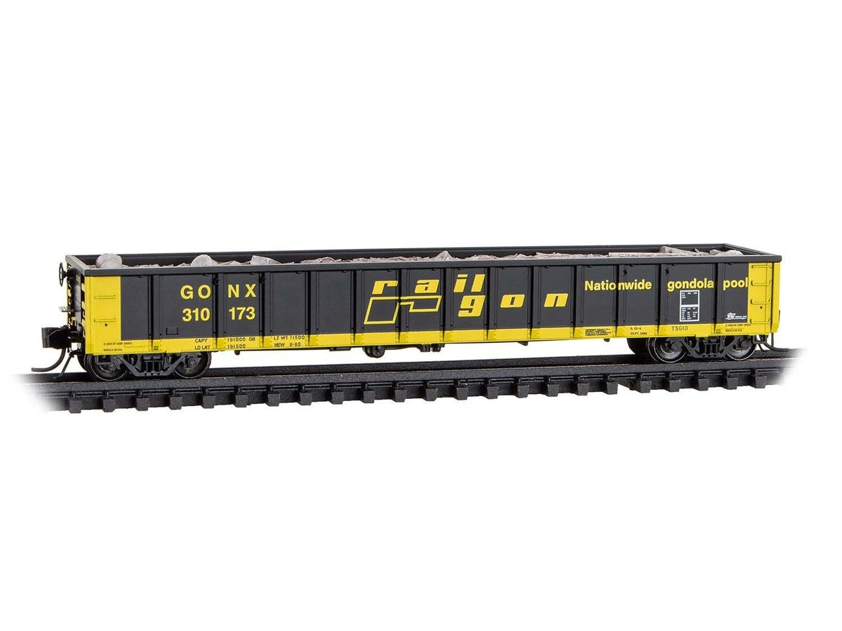 N Micro-Trains MTL 17000010 GONX Railgon 52&#39; Mill Gondola #310173 w/ Scrap Load