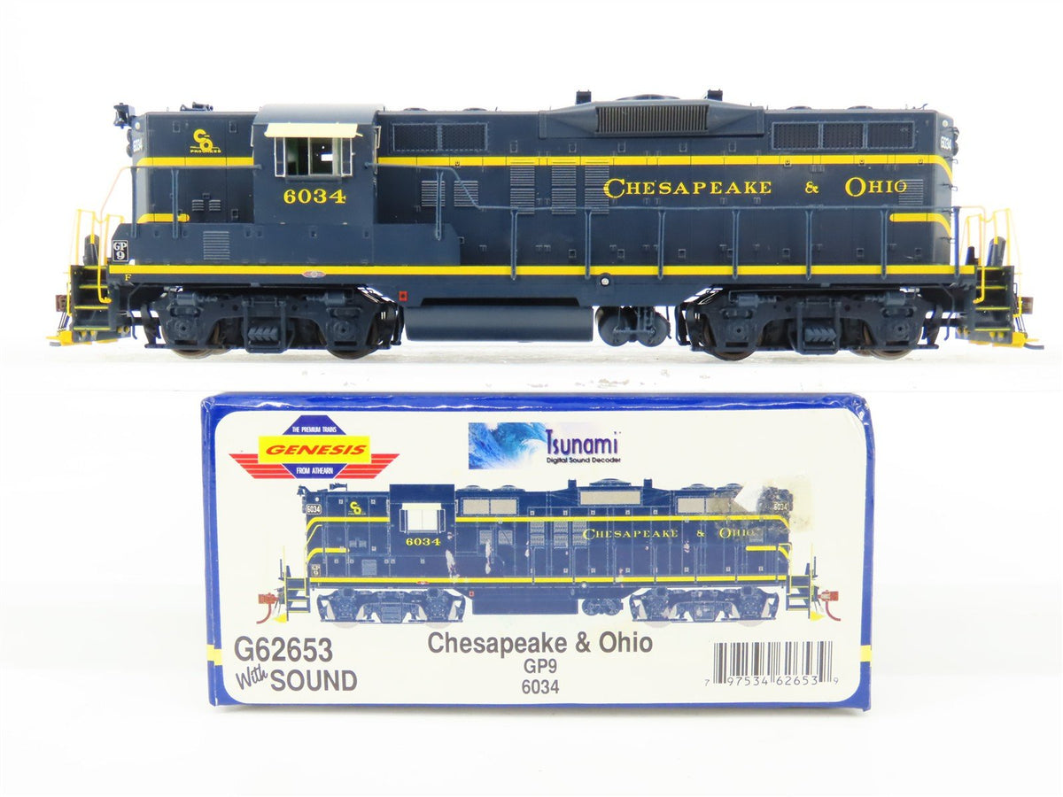 HO Athearn Genesis G62653 C&amp;O Chesapeake &amp; Ohio GP9 Diesel #6034 w/ DCC &amp; Sound