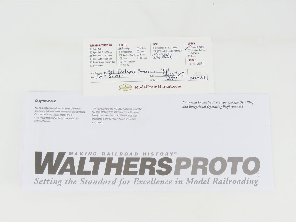 HO Walthers Proto C&amp;O Chesapeake &amp; Ohio EMD F7B Diesel #8506 w/ DCC &amp; Sound