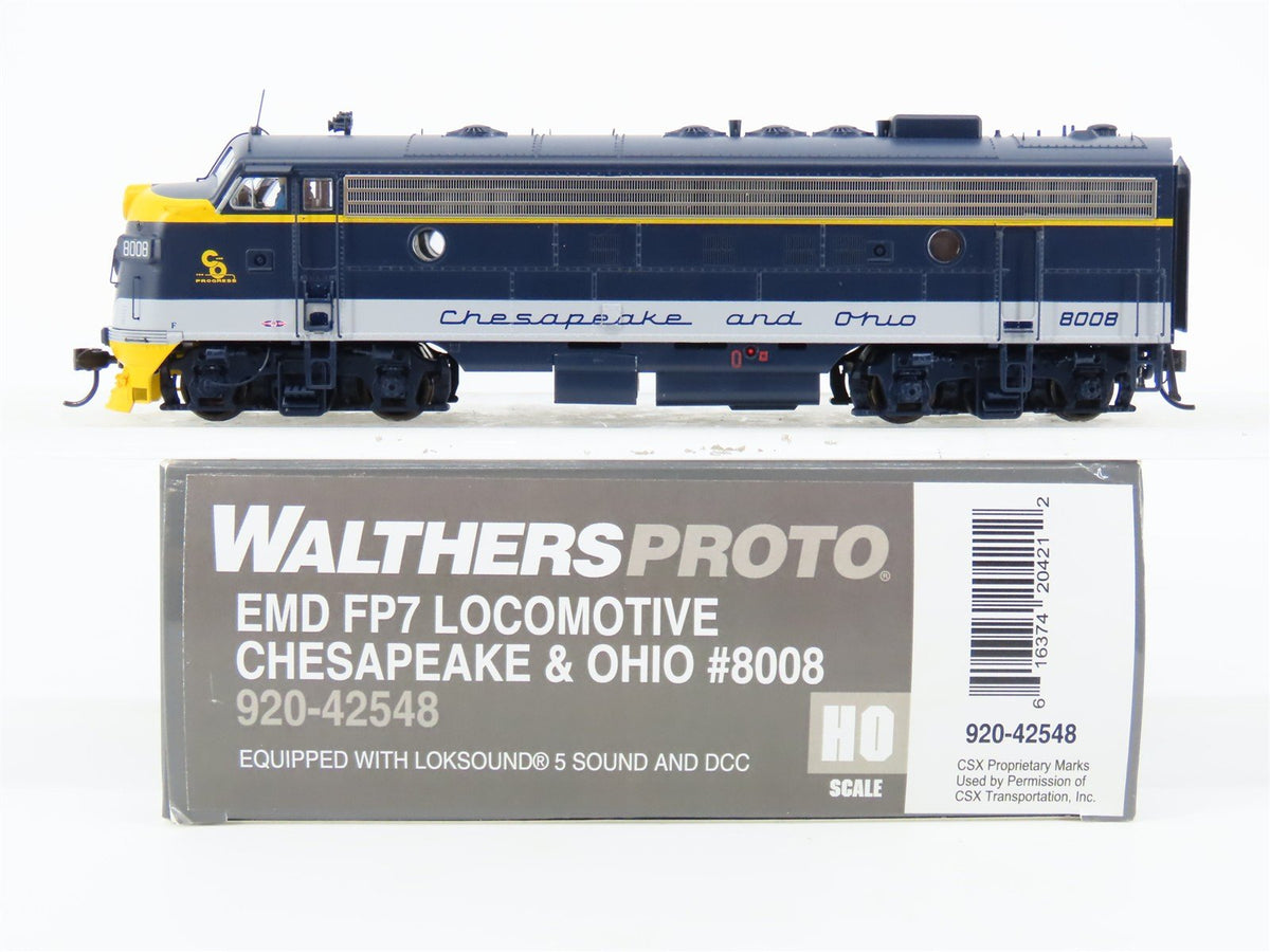 HO Walthers Proto 920-42548 C&amp;O Chesapeake &amp; Ohio FP7 Diesel #8008 w/DCC &amp; Sound