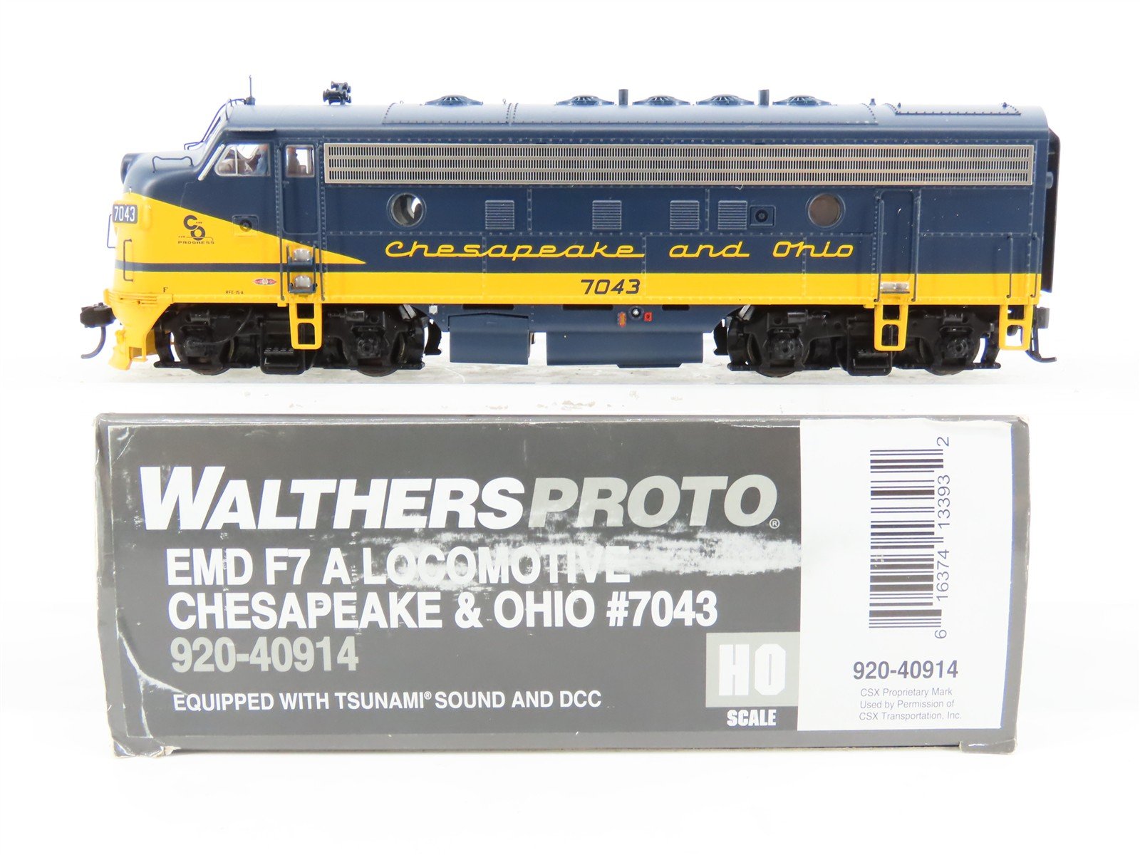 HO Walthers Proto 920-40914 C&O Chesapeake & Ohio F7A Diesel #7043 w/DCC & Sound