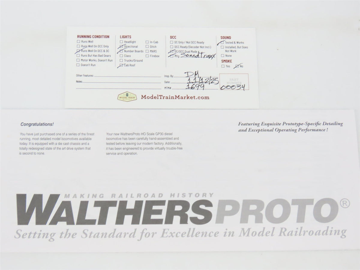 HO Walthers Proto 920-41865 UP Union Pacific EMD GP30 Diesel #712 w/ DCC &amp; Sound