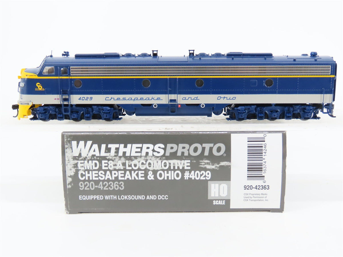 HO Walthers Proto 920-42363 C&amp;O Chesapeake &amp; Ohio E8A Diesel #4029 w/DCC &amp; Sound
