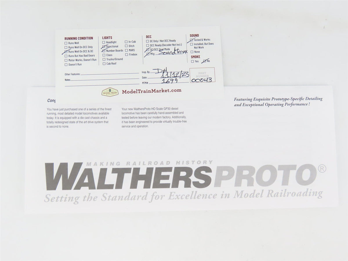 HO Walthers Proto 920-41862 N&amp;W Norfolk &amp; Western GP30 Diesel #537 w/DCC &amp; Sound