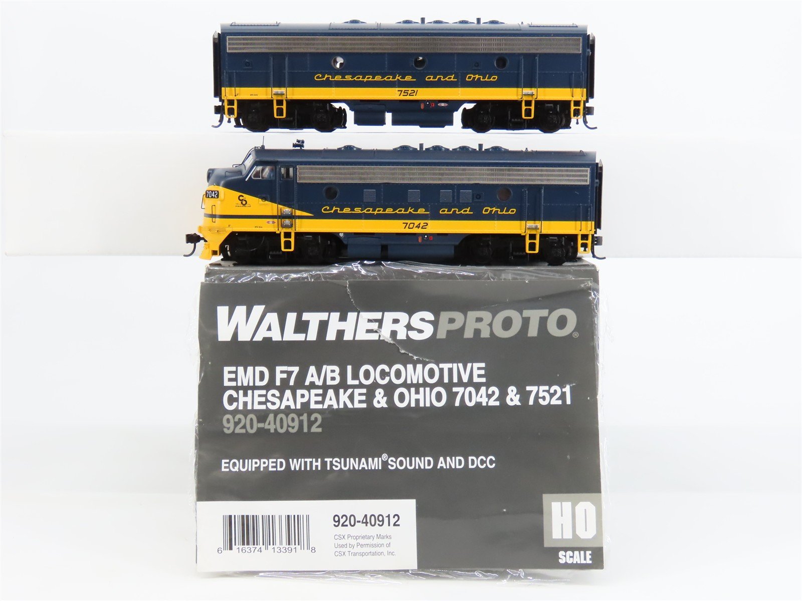 HO Walthers Proto 920-40912 C&O Chesapeake & Ohio F7A/B Diesel Set w/DCC & Sound