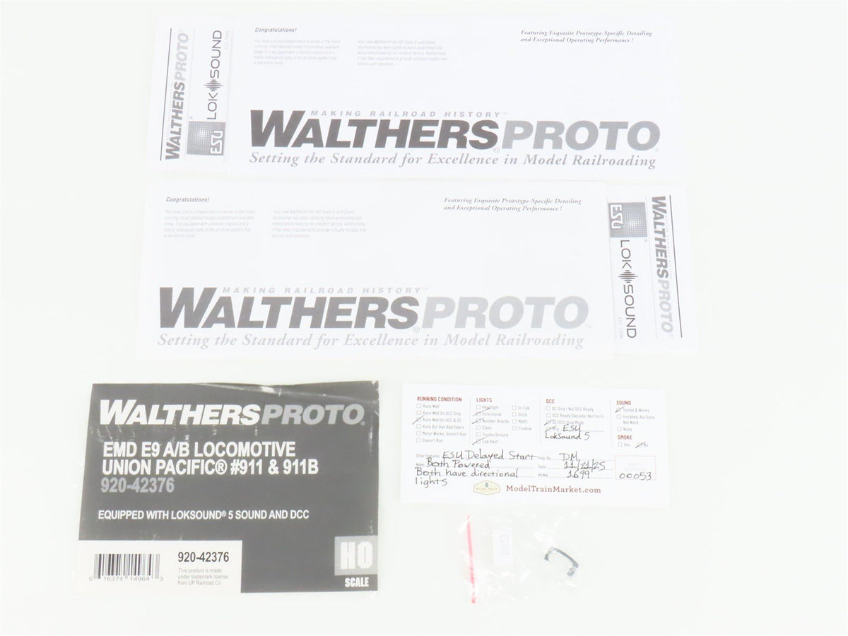 HO Walthers Proto 920-42376 UP Union Pacific EMD E9A/B Diesel Set w/ DCC &amp; Sound