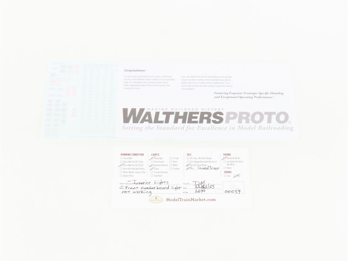 HO Walthers Proto 920-14803 PC/AMTK Budd 85&#39; Metroliner Electric w/ DCC &amp; Sound