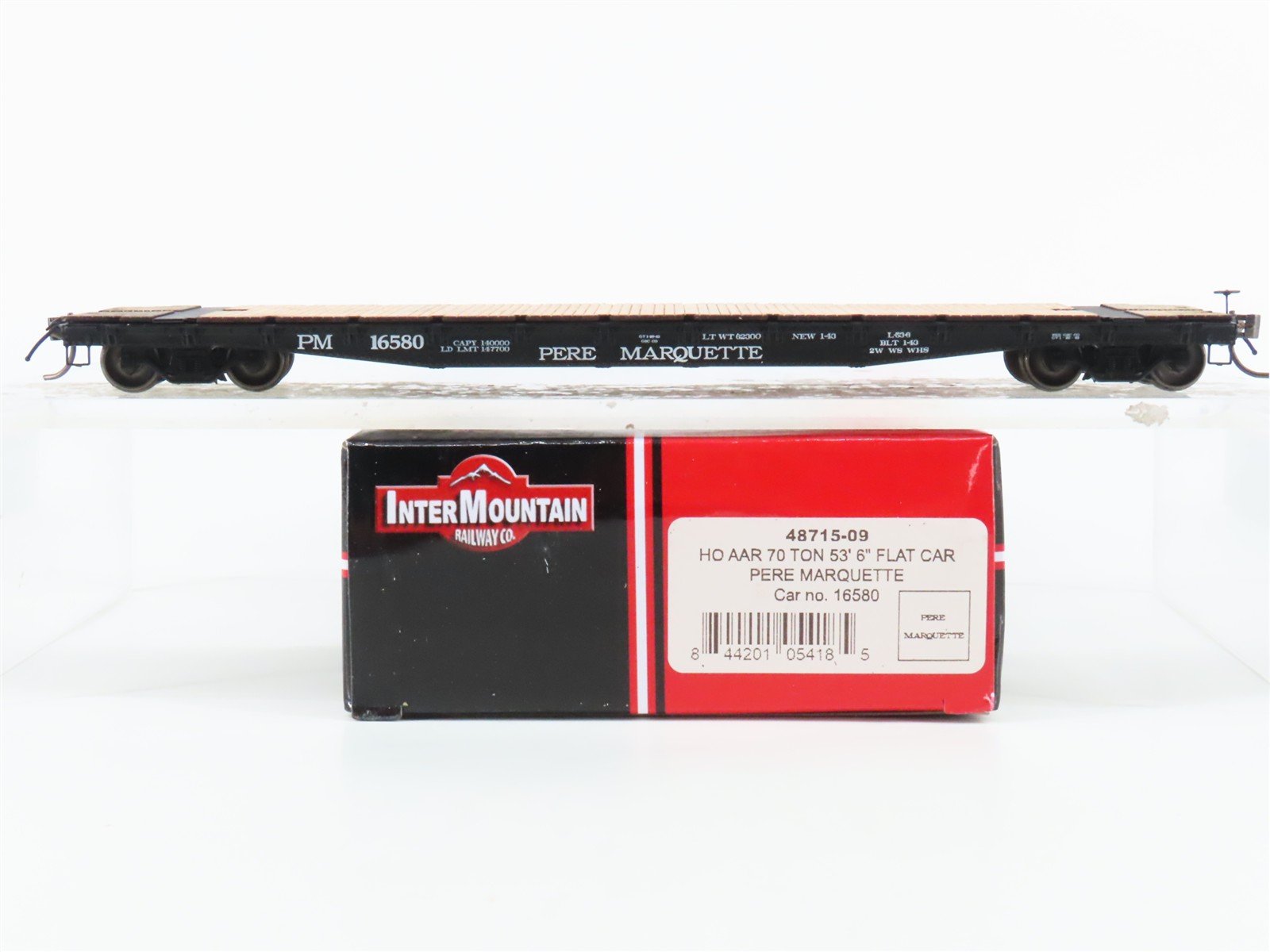HO Scale InterMountain 48715-09 PM Pere Marquette 53' 6" Flat Car #16580