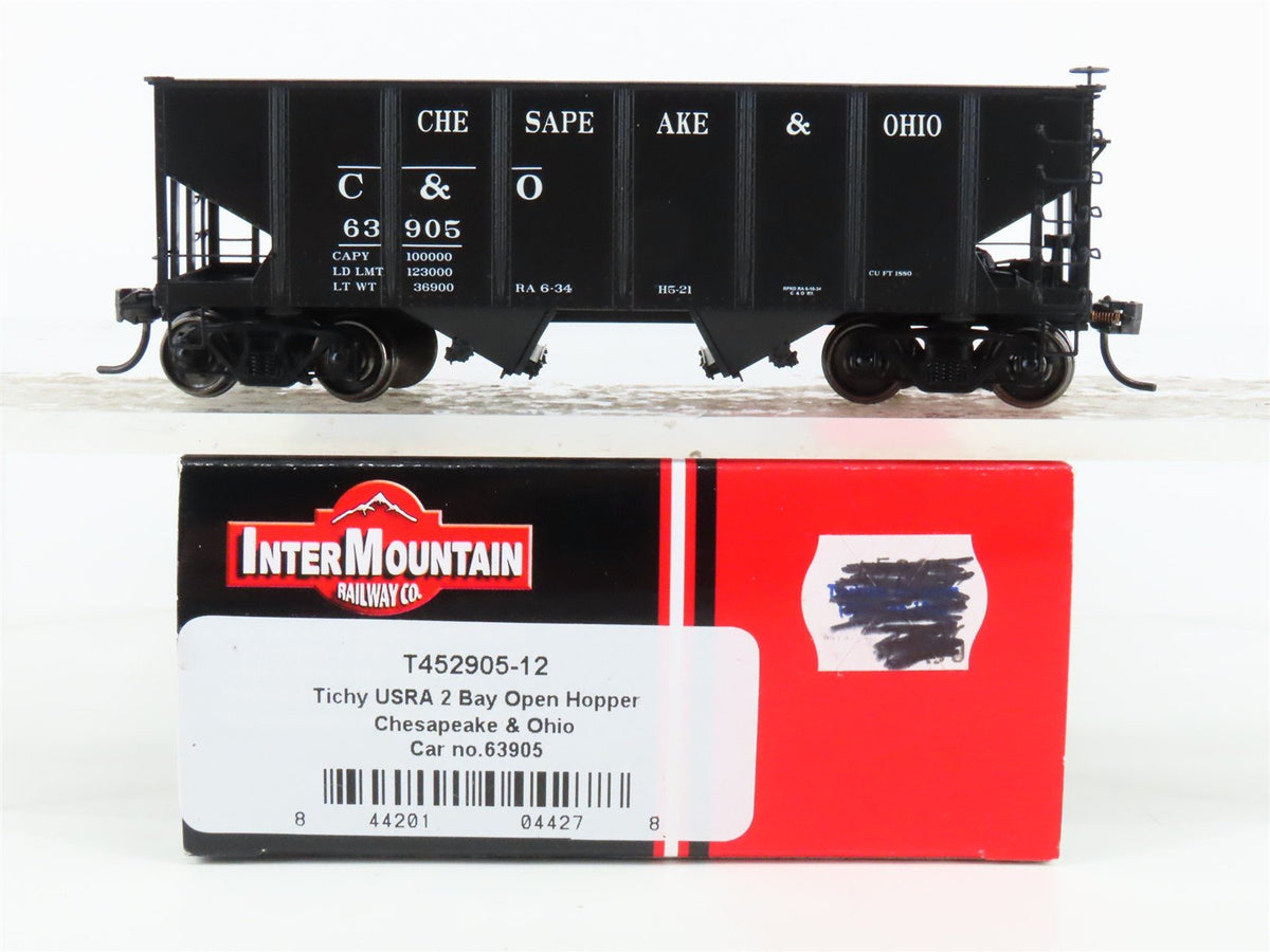 HO Scale InterMountain T452905-12 C&amp;O Chesapeake &amp; Ohio 2-Bay Open Hopper #63905