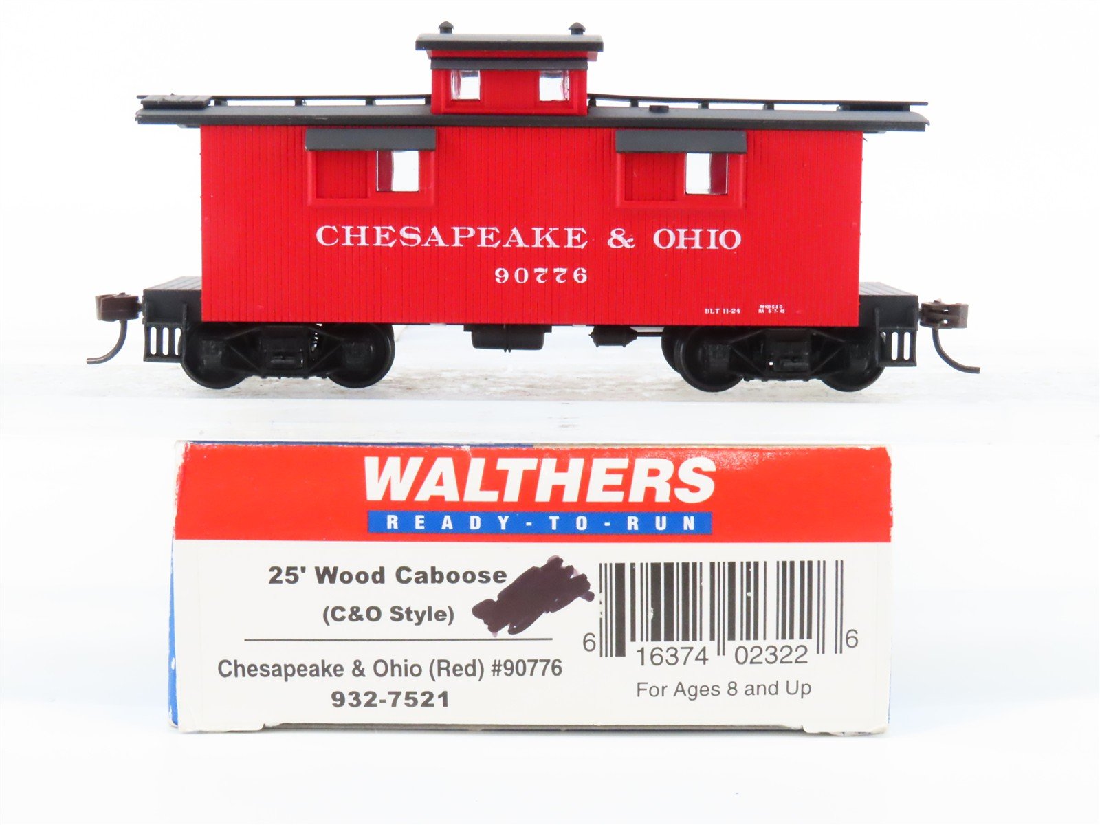 HO Scale Walthers 932-7521 C&O Chesapeake & Ohio 25' Wood Caboose #90776