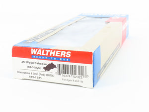 HO Scale Walthers 932-7521 C&O Chesapeake & Ohio 25' Wood Caboose #90776