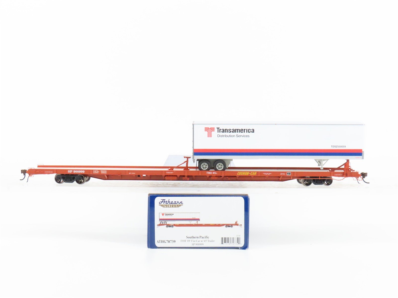 HO Athearn Genesis ATHG70739 SP Southern Pacific 89' Flat Car #900999 w/ Trailer