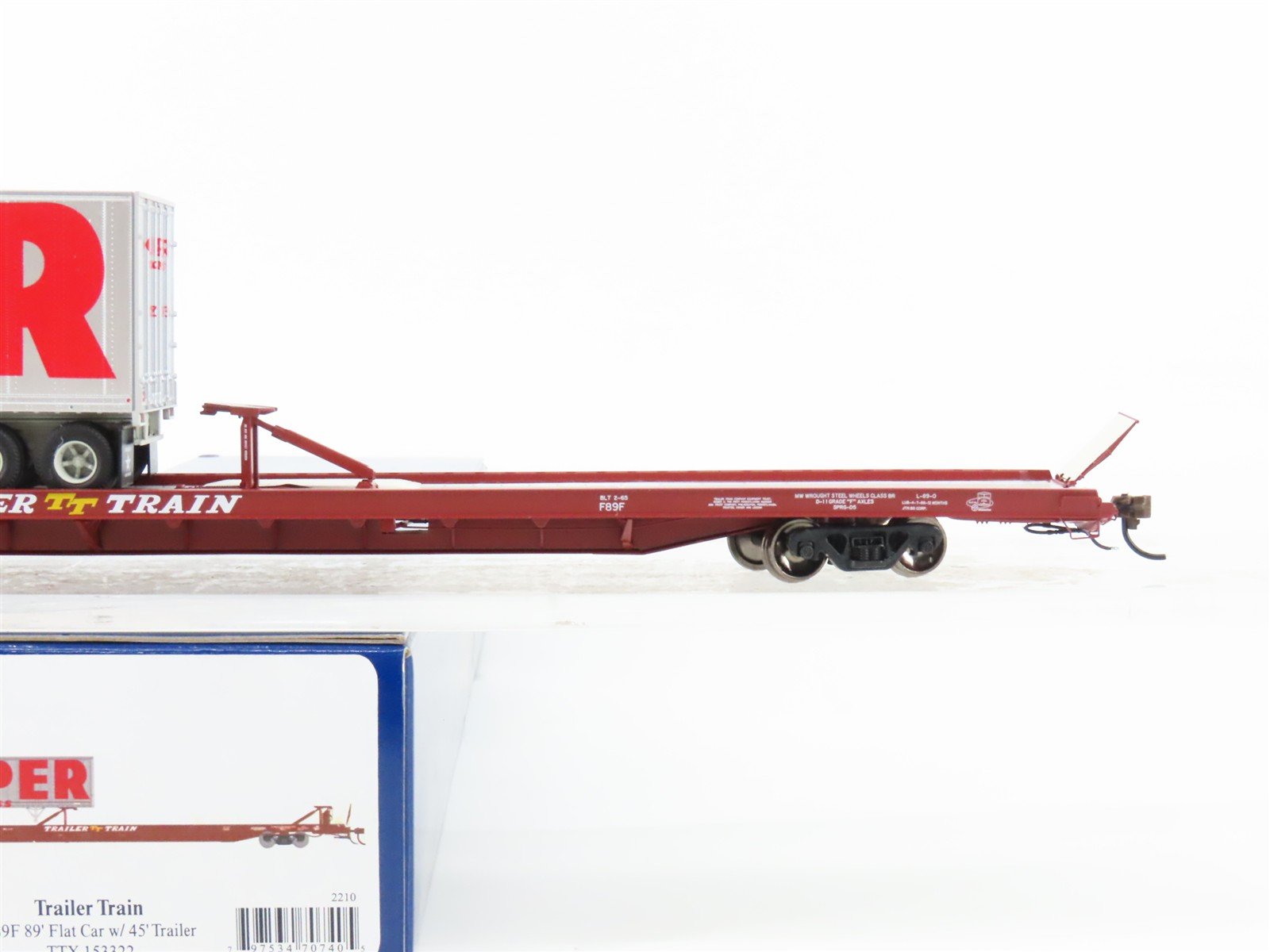 HO Scale Athearn Genesis ATHG70740 Trailer Train 89' Flat Car w/ 45' Trailer