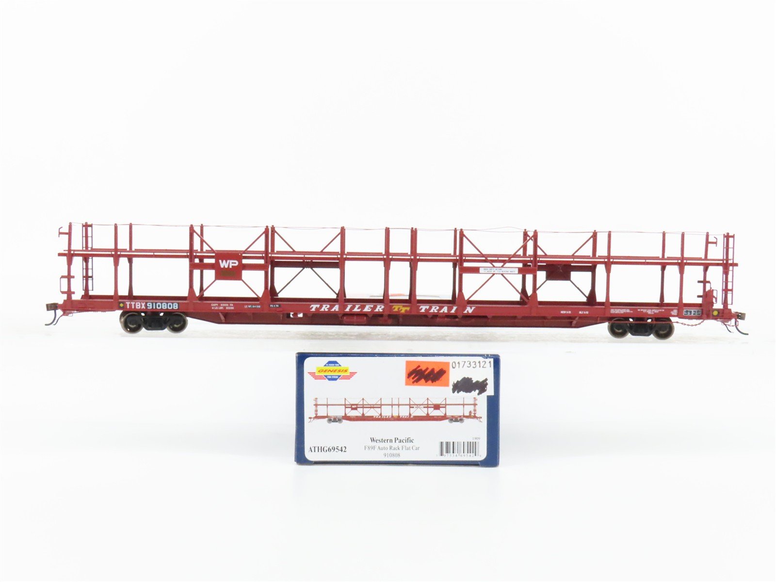 HO Athearn Genesis ATHG69542 TTBX WP Western Pacific Auto Rack Flat Car #910808