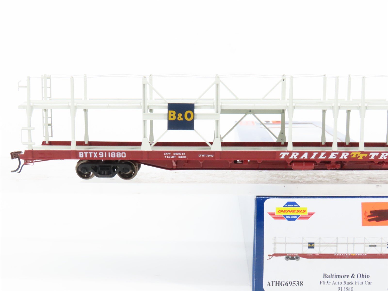 HO Scale Athearn Genesis ATHG69538 BTTX B&O Auto Rack Flat Car #911880