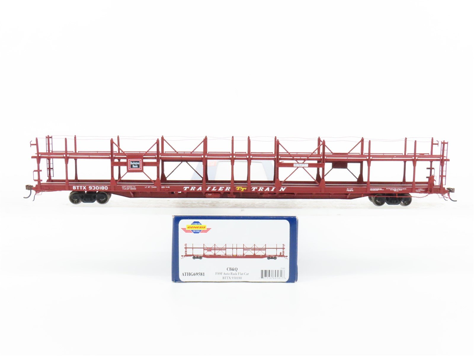 HO Athearn Genesis ATHG69581 BTTX CB&Q Burlington Auto Rack Flat Car #930180