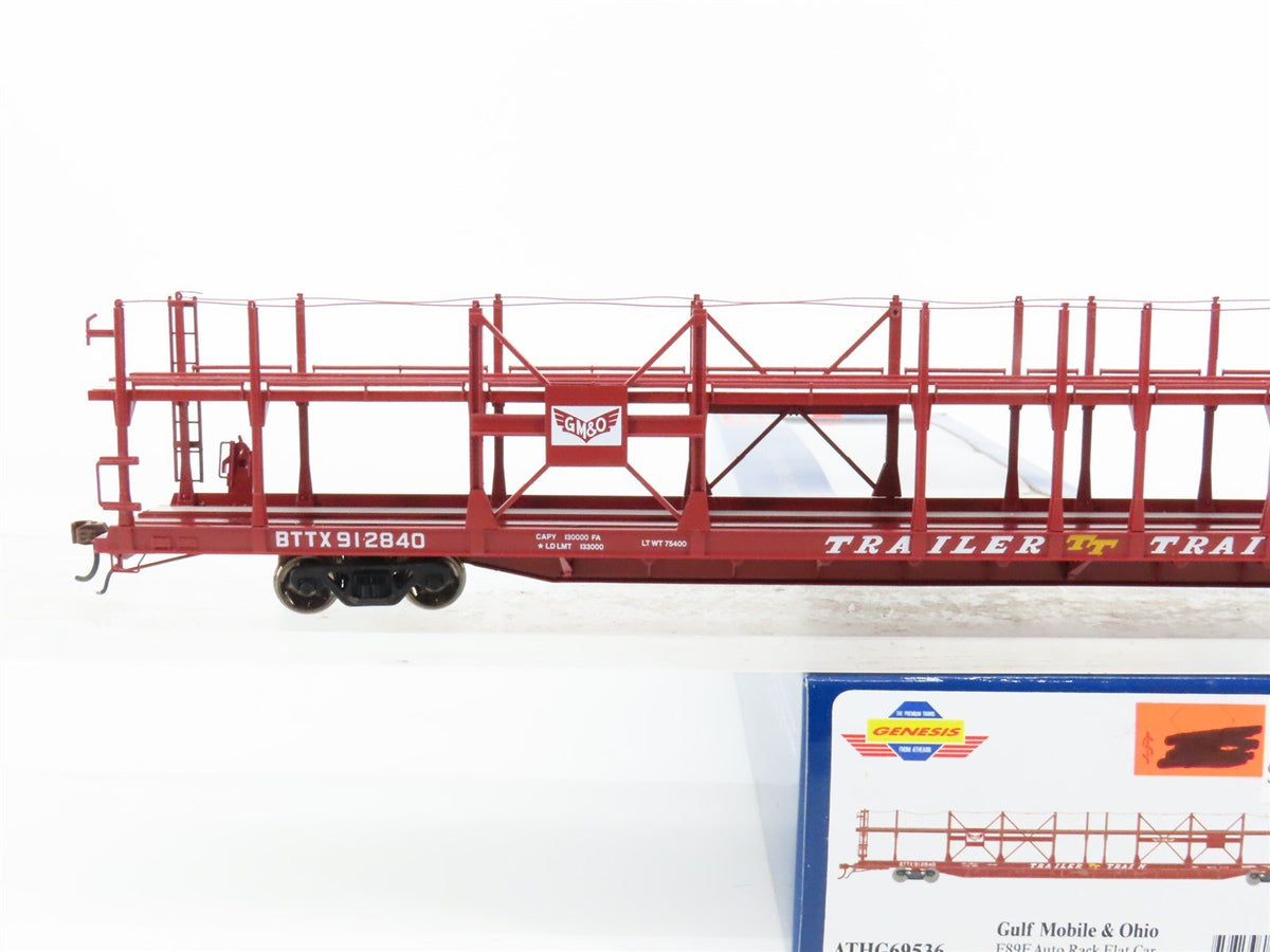 HO Athearn ATHG69536 BTTX GM&amp;O Gulf Mobile &amp; Ohio Auto Rack Flat Car #912840