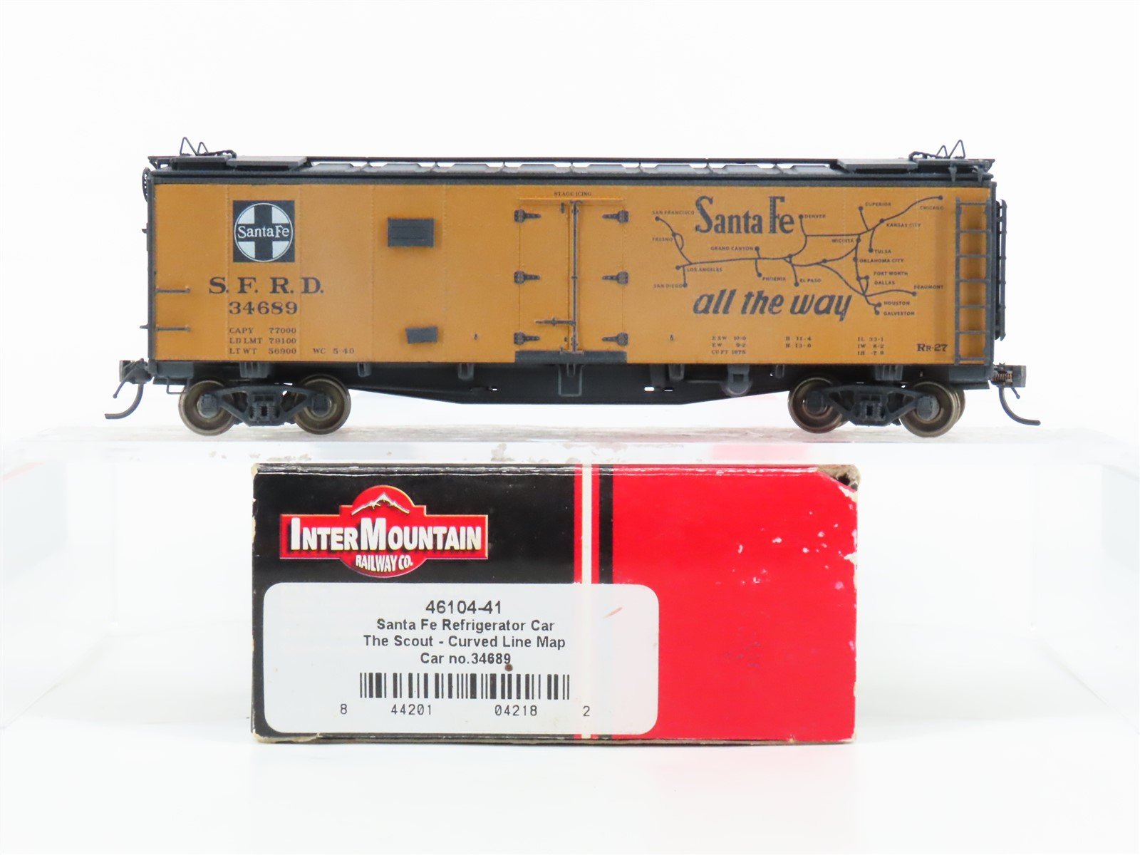 HO Intermountain 46401-41 SFRD Santa Fe 40' Reefer Car #34669 Weathered