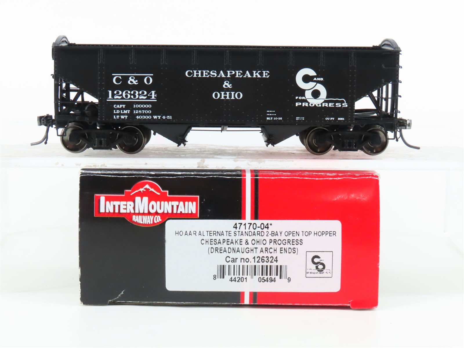 HO Scale Intermountain 47170-04 C&O Chesapeake & Ohio 2-Bay Open Hopper #126234