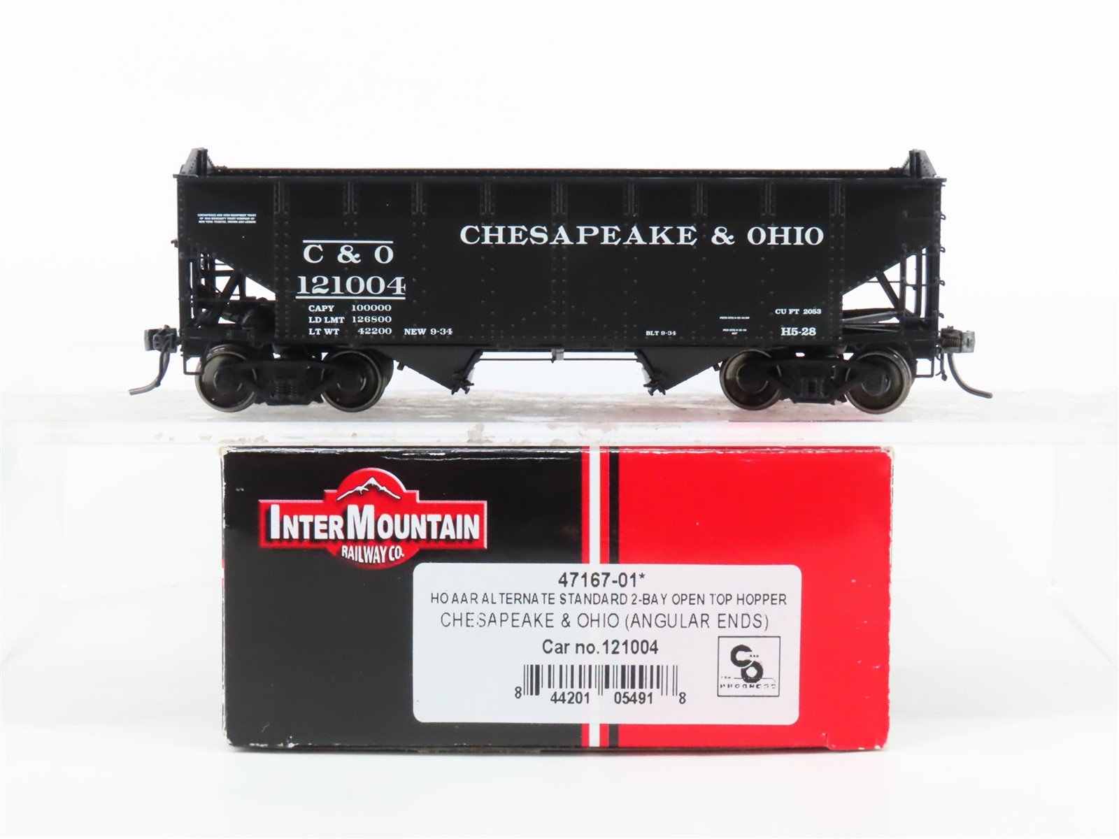 HO Scale Intermountain 47167-01 C&O Chesapeake & Ohio 2-Bay Open Hopper #121004