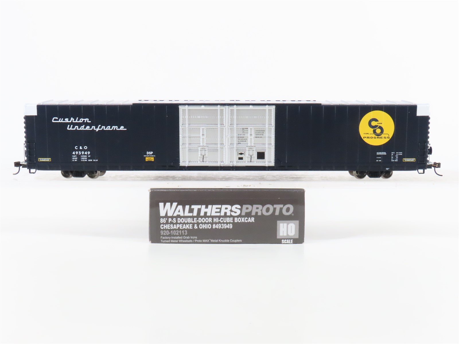 HO Scale Walthers Proto 920-102113 C&O Railway 86' P-S Hi-Cube Boxcar #493949