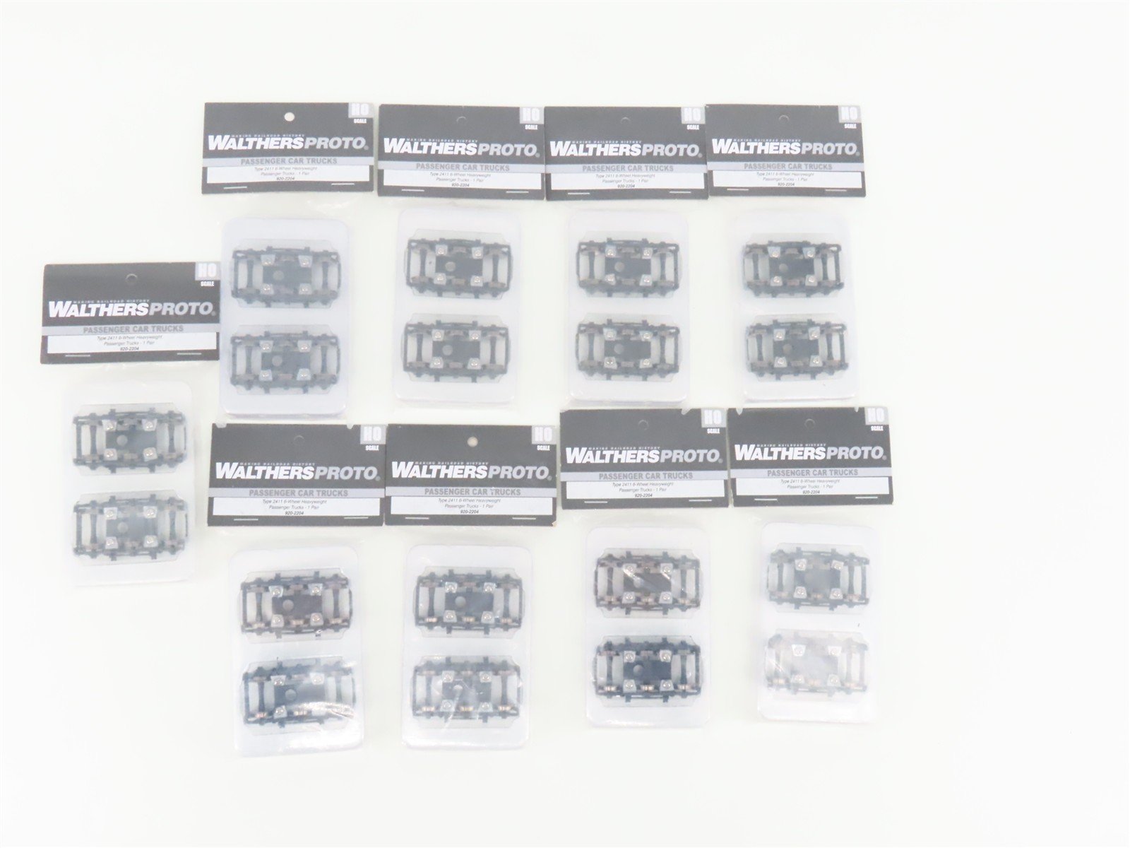LOT of 9 HO Walthers Proto 920-2204 Type 2411 6-Wheel Passenger Truck Packs