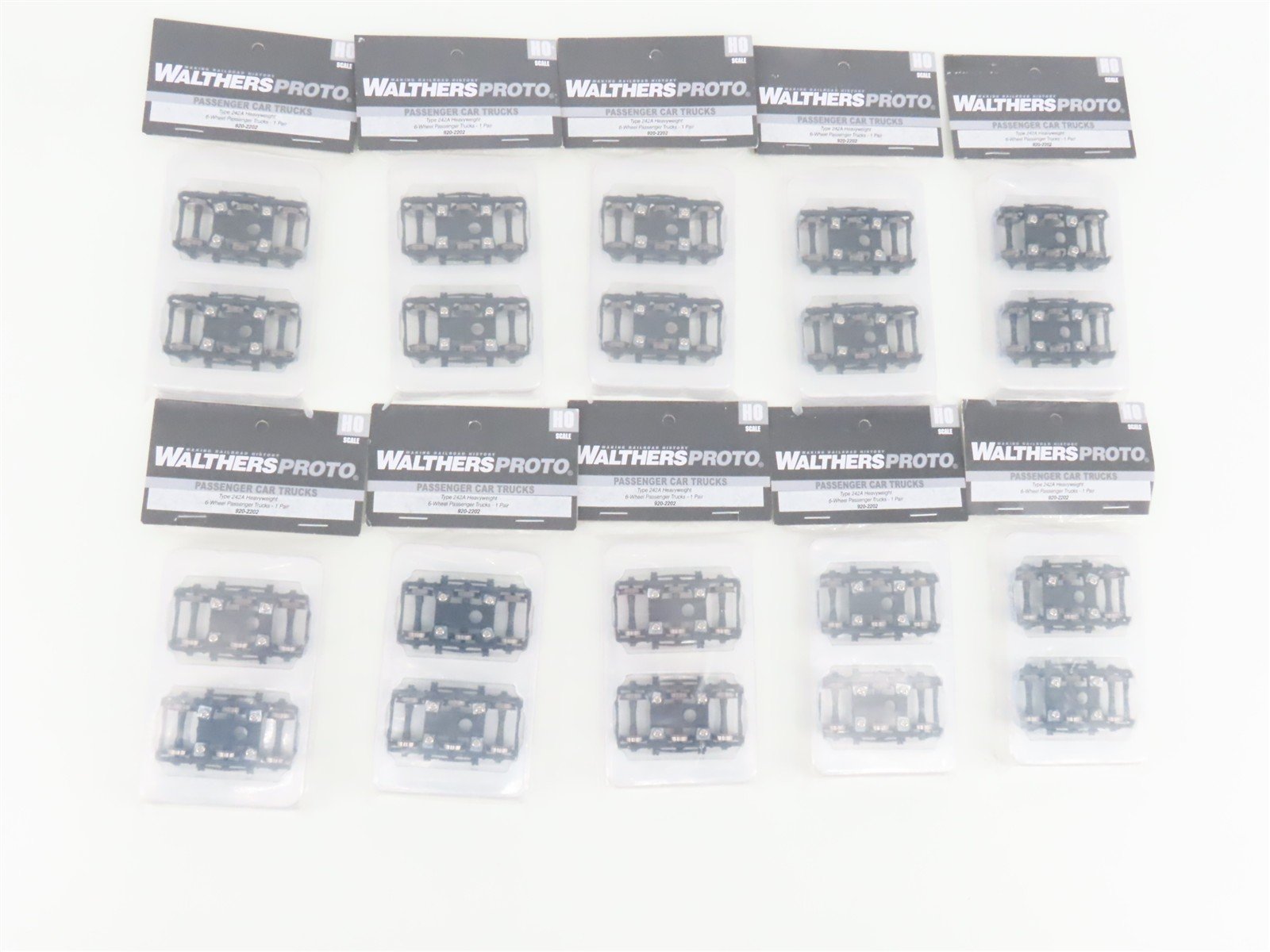LOT of 10 HO Walthers Proto 920-2202 Type 242A 6-Wheel Passenger Truck Packs