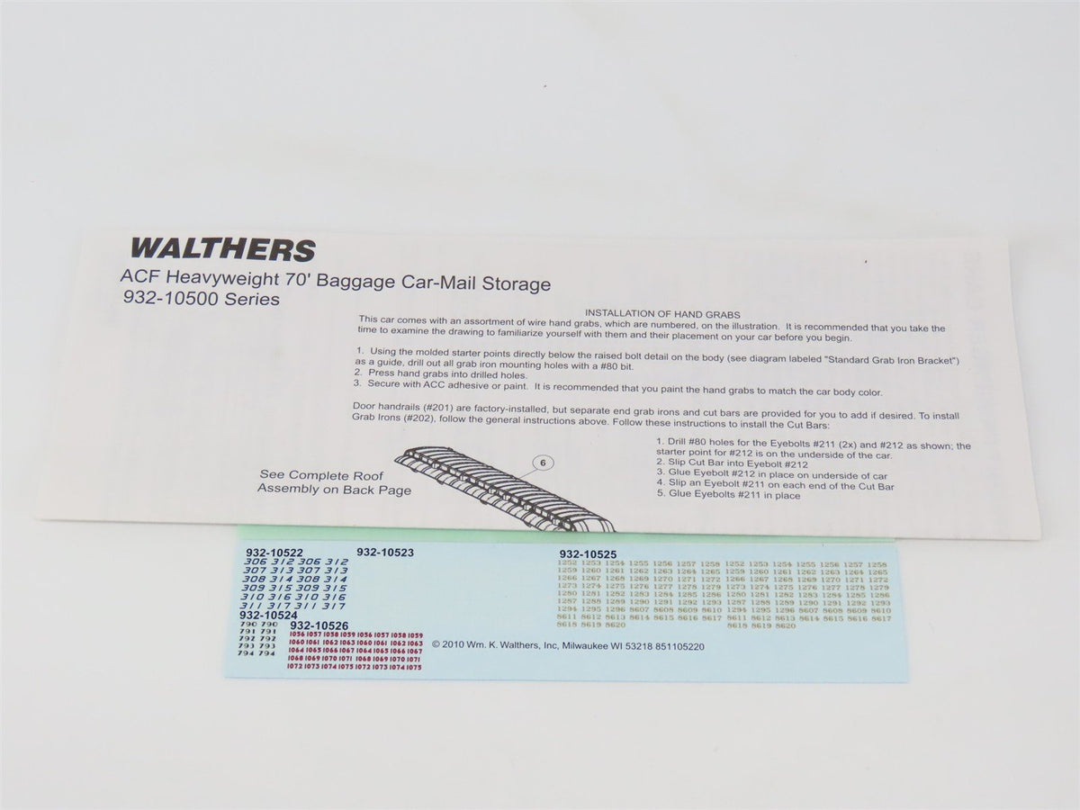 HO Walthers 932-10522 C&amp;O Chesapeake &amp; Ohio 70&#39; Heavyweight Baggage Passenger