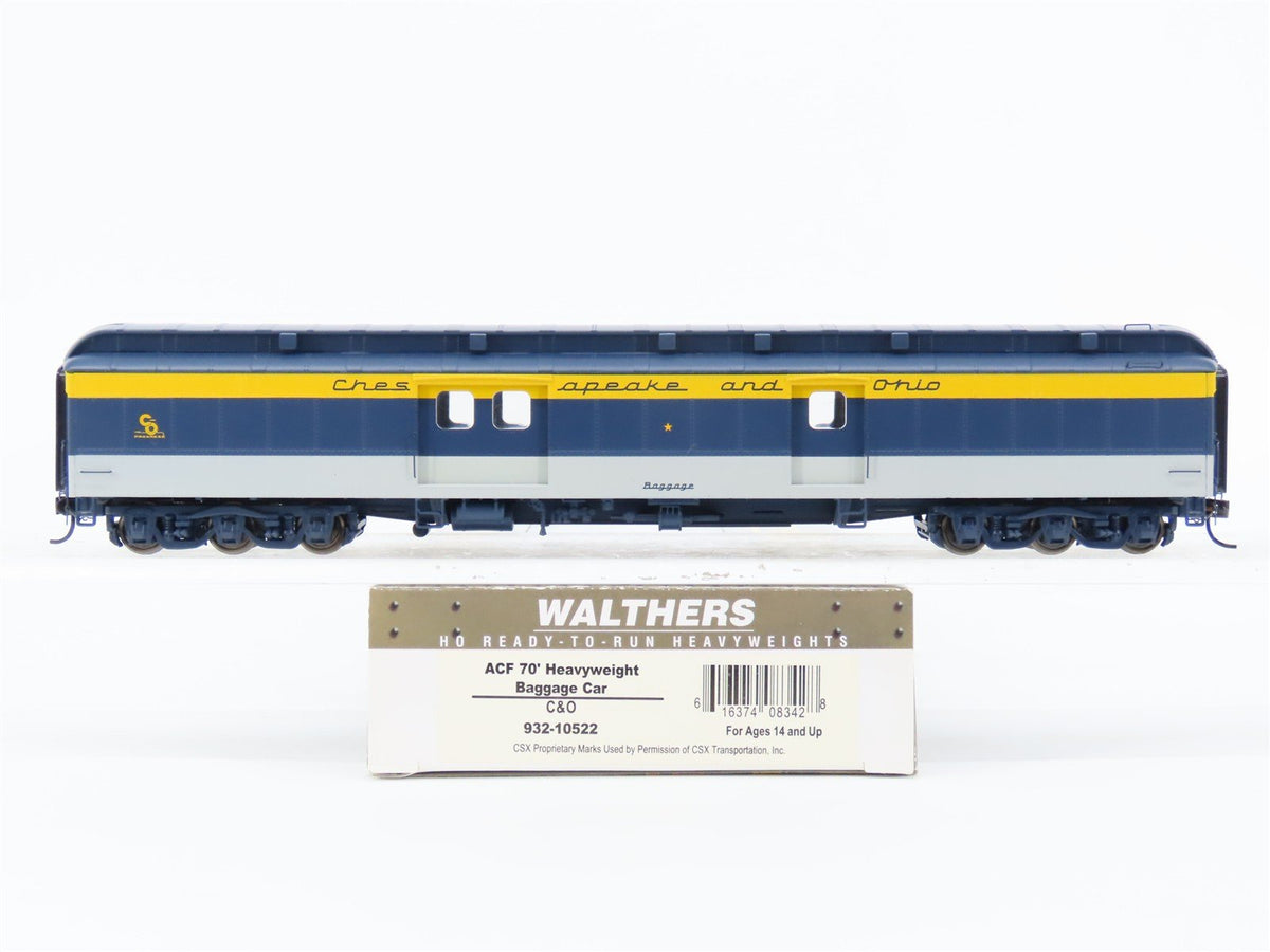 HO Walthers 932-10522 C&amp;O Chesapeake &amp; Ohio 70&#39; Heavyweight Baggage Passenger