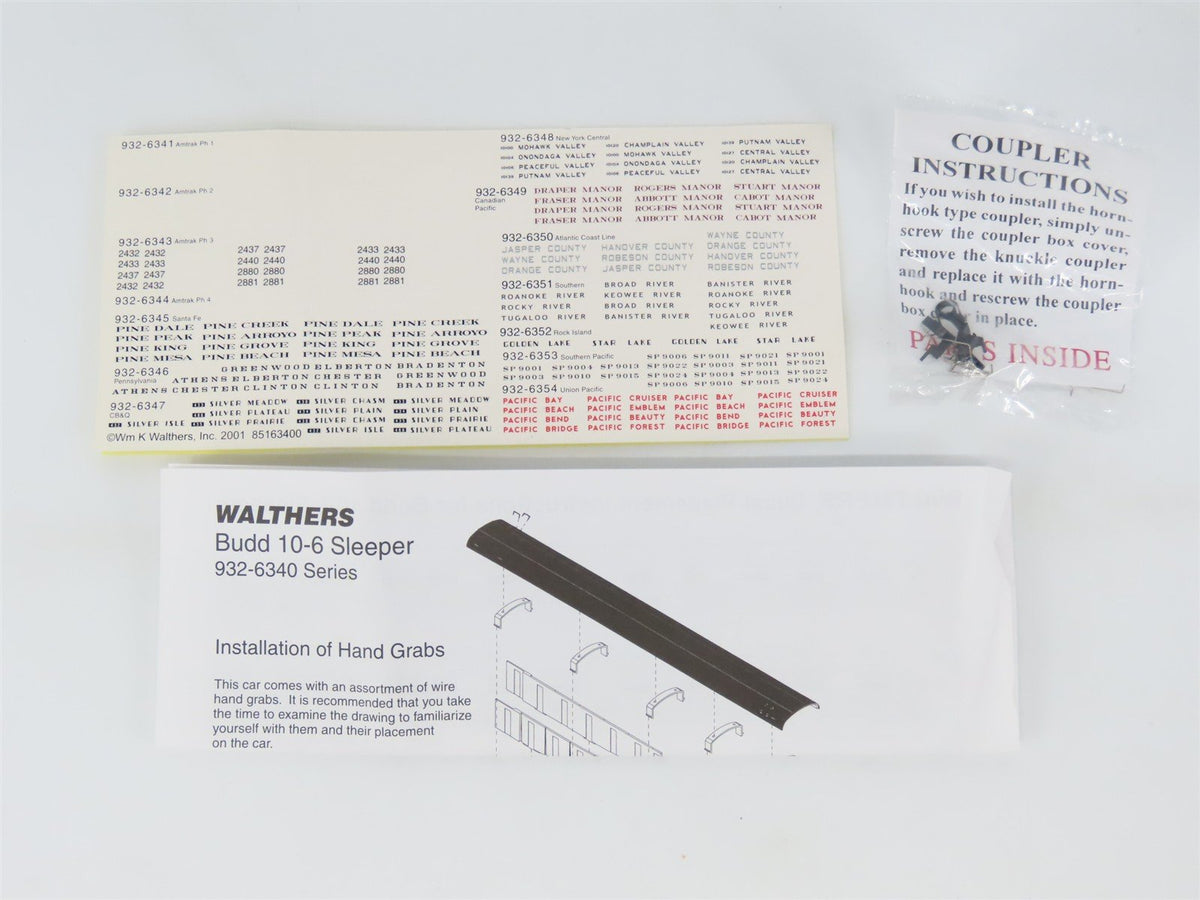 HO Scale Walthers 932-6353 SP Southern Pacific 85&#39; Budd 10-6 Sleeper Passenger