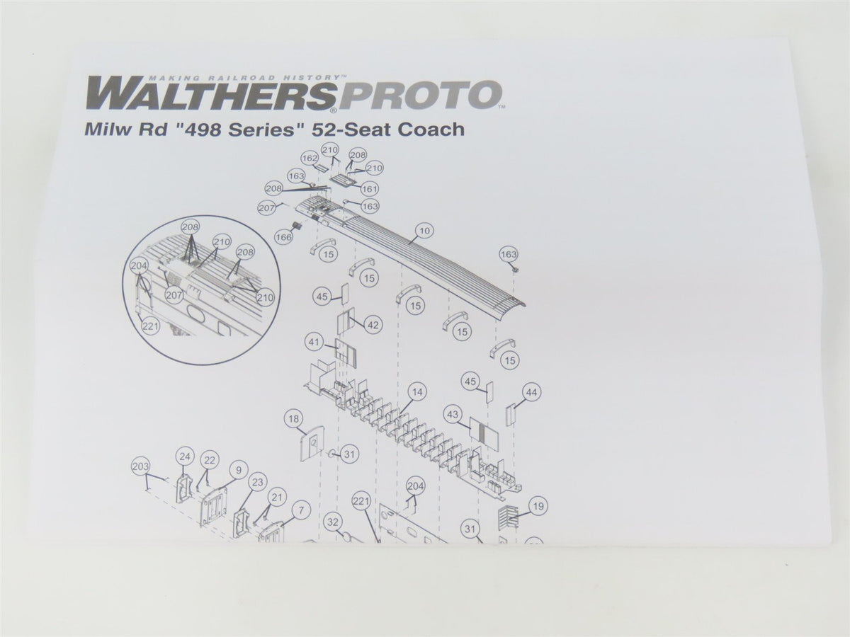HO Walthers Proto 920-9150 MILW Hiawatha 85&#39; Coach Passenger #513 w/ Lighting