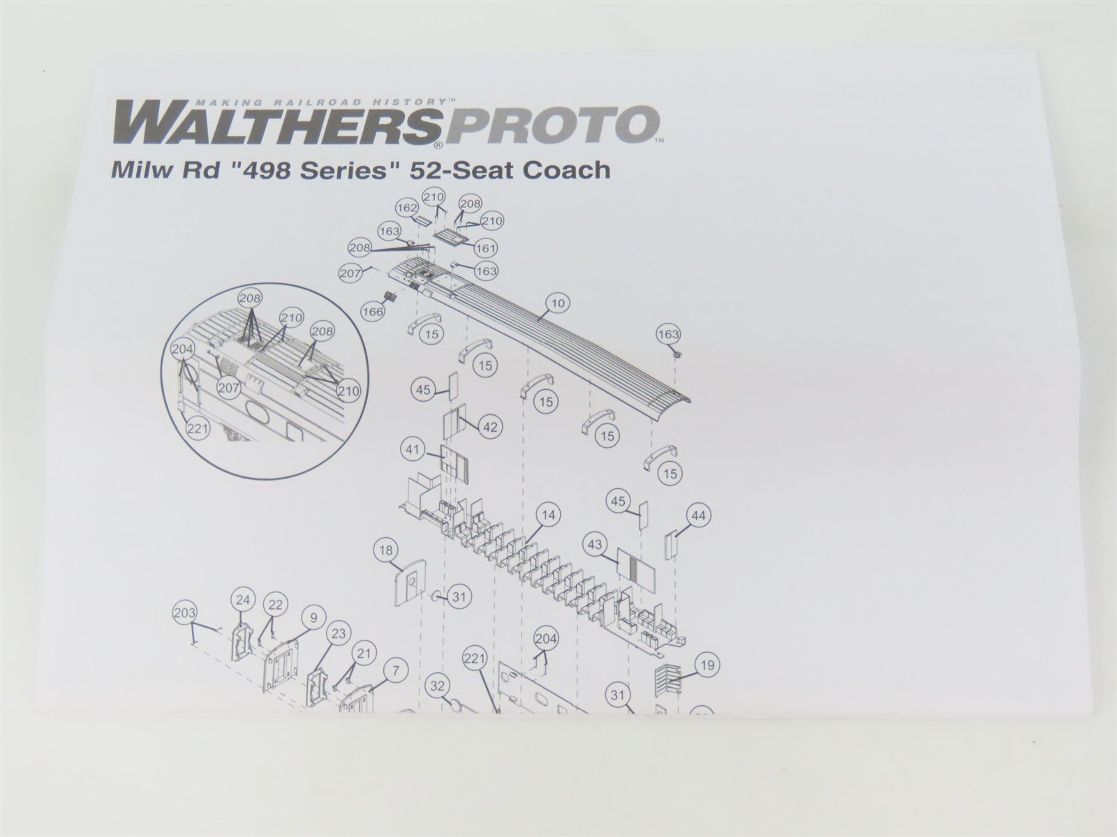 HO Walthers Proto 920-9150 MILW Hiawatha 85' Coach Passenger #513 w/ Lighting