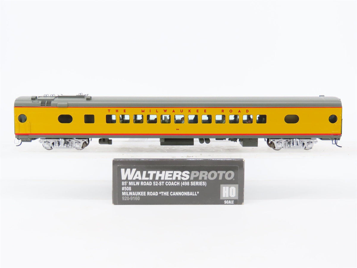 HO Walthers Proto 920-9160 MILW &quot;Cannonball&quot; 85&#39; Coach Passenger #508 w/Lighting