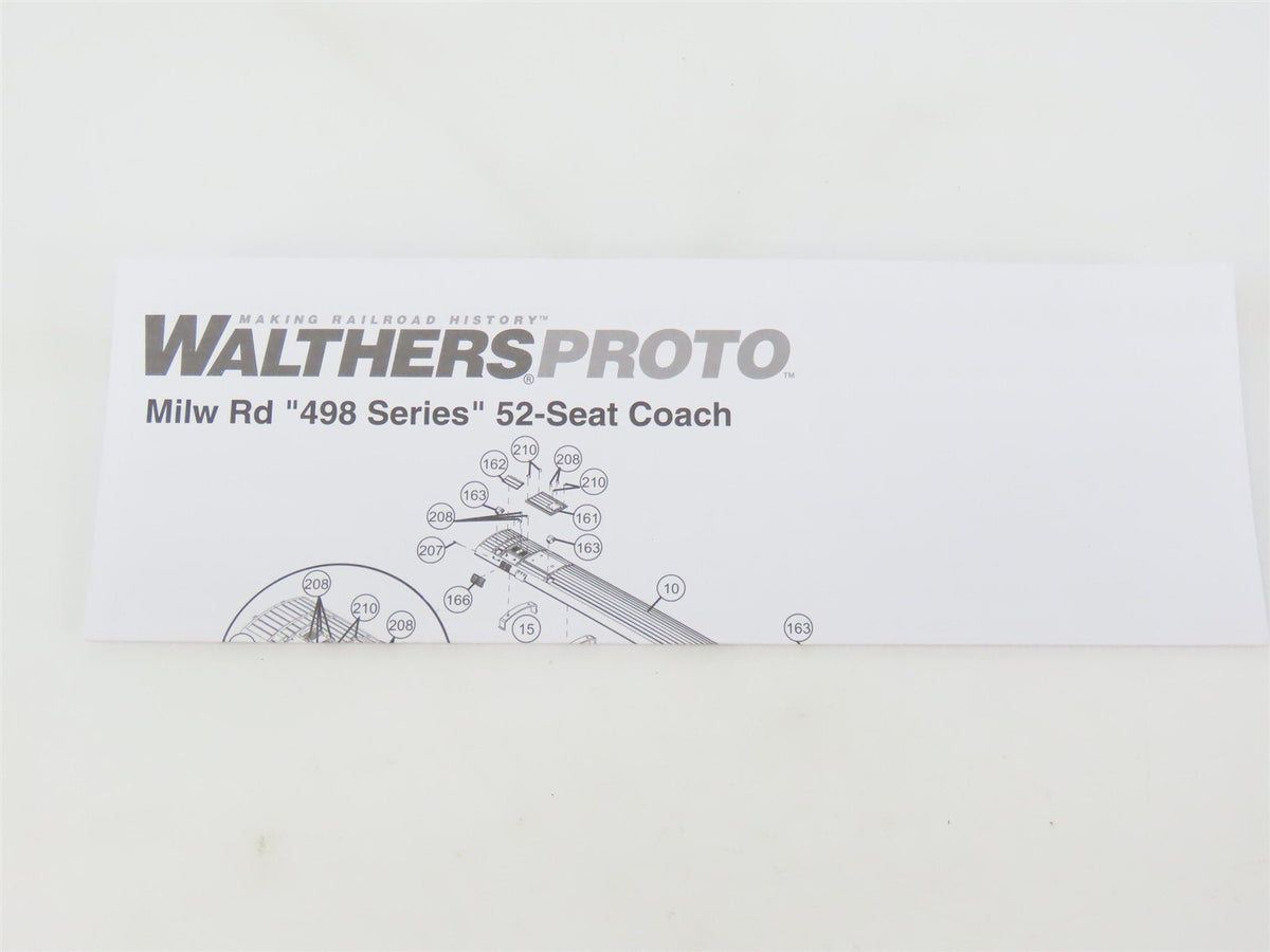 HO Walthers Proto 920-9160 MILW &quot;Cannonball&quot; 85&#39; Coach Passenger #508 w/Lighting