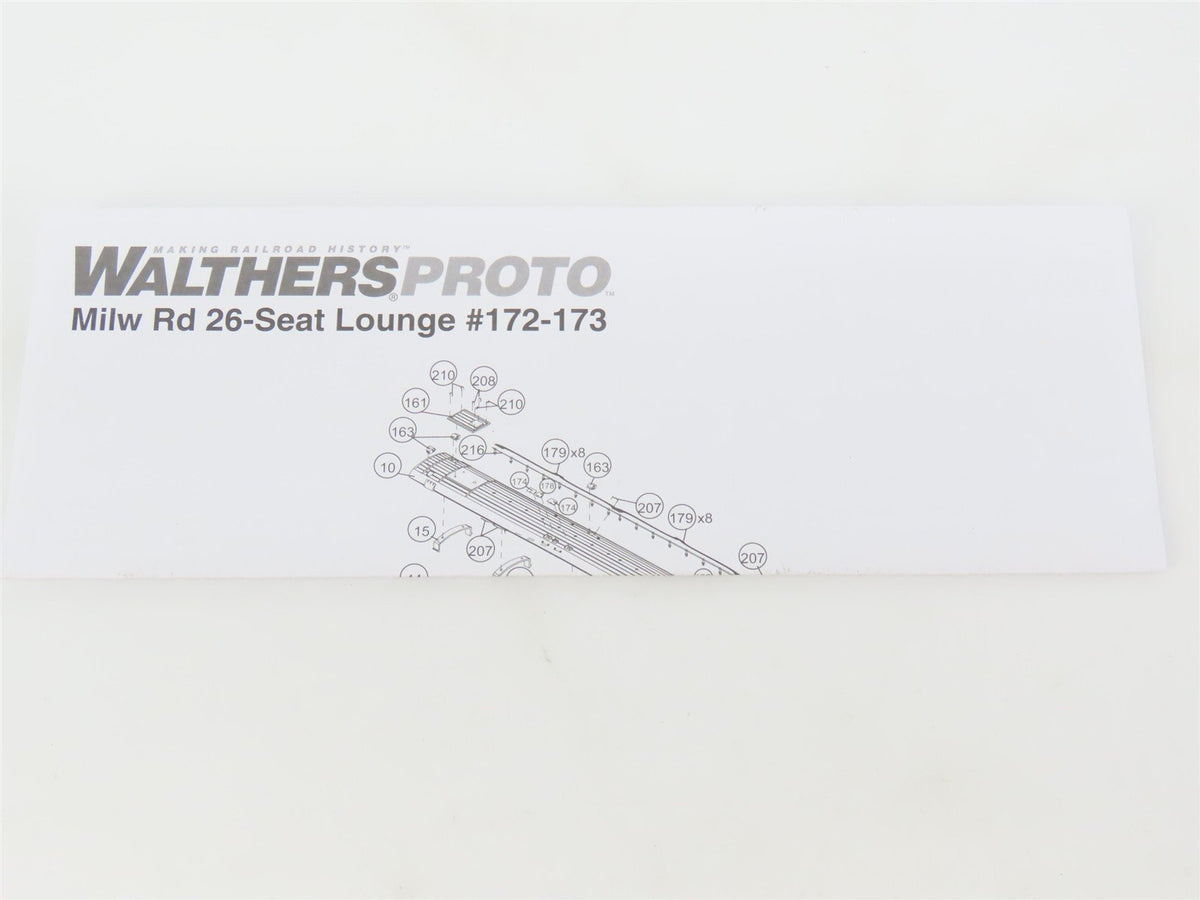 HO Walthers Proto 920-9161 MILW &quot;Cannonball&quot; Tap-Lounge Passenger #173 w/Light