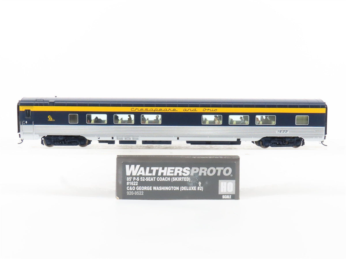 HO Walthers Proto 920-9522 C&amp;O 85&#39; P-S 52-Seat Coach Passenger Car #1622 wLights