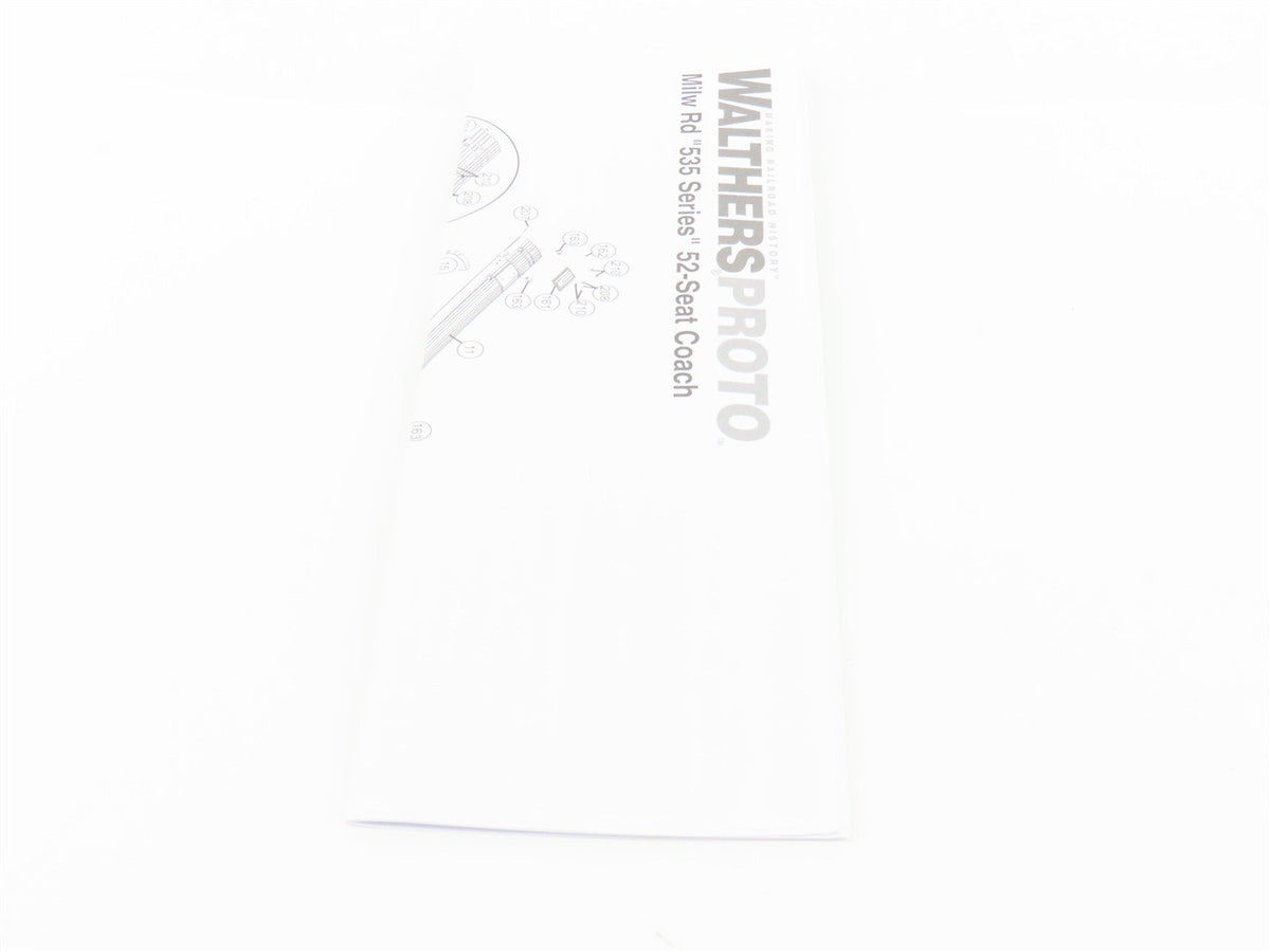 HO Walthers Proto 920-9151 MILW 85&#39; 52-Seat Coach Passenger Car #343 wLights