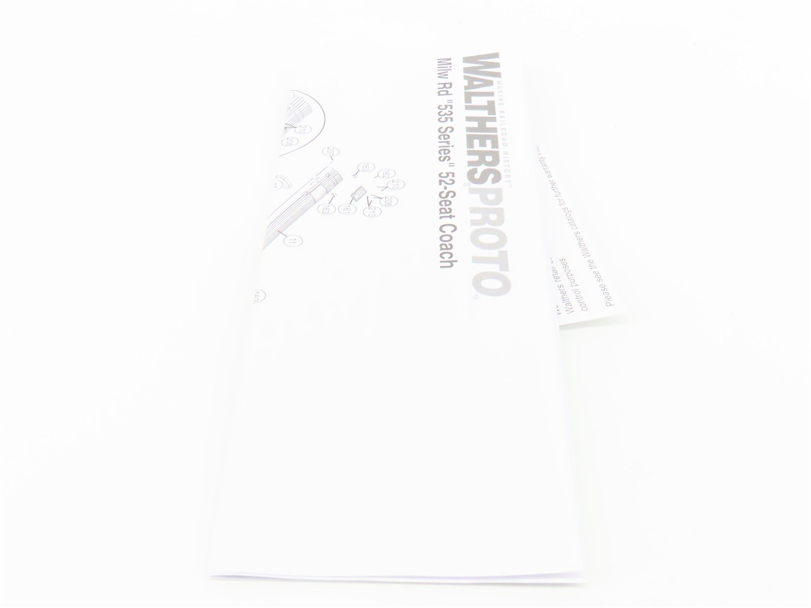 HO Walthers Proto 920-9162 MILW 85' 52-Seat Coach Passenger Car #545 wLights