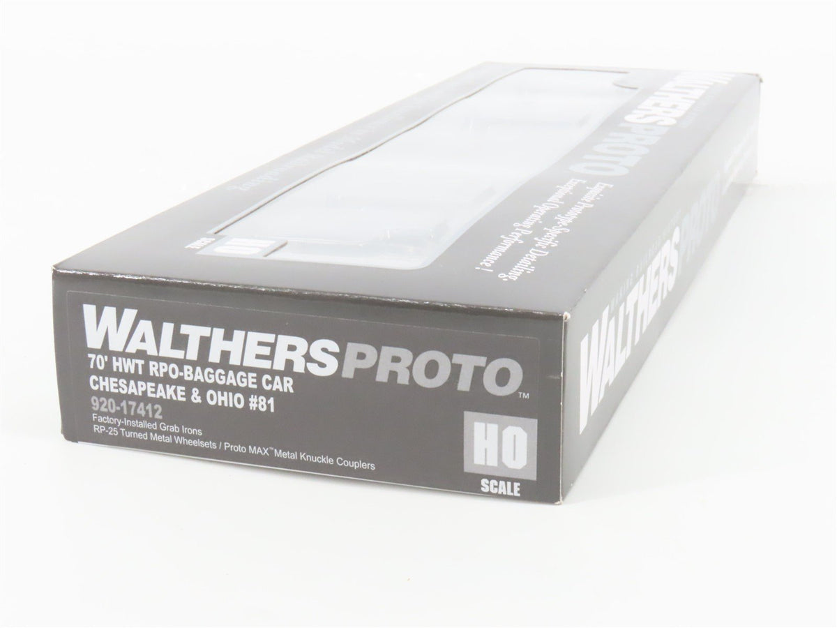 HO Scale Walthers Proto 920-17504 C&amp;O 70&#39; HWT RPO-Baggage Passenger Car #81