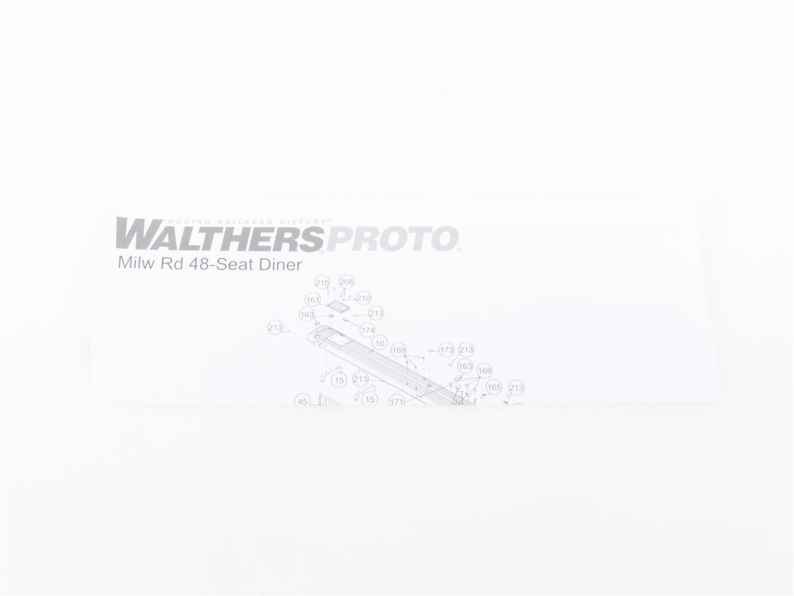 HO Walthers Proto 920-9144 MILW 85' 48-Seat Diner Passenger Car #122 w/ Lights