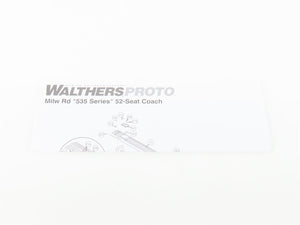 HO Walthers Proto 920-9151 MILW 85' 52-Seat Coach Passenger Car #343 w/ Lights