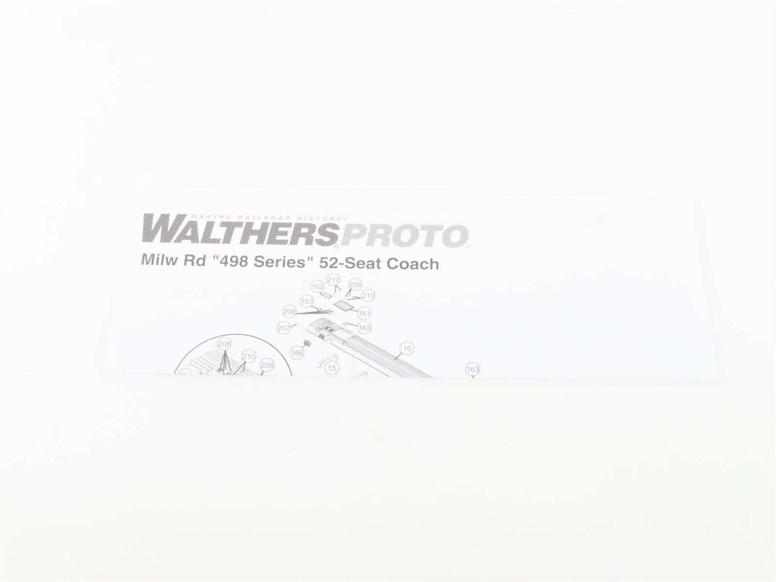 HO Walthers Proto 920-9160 MILW 85' 52-Seat Coach Passenger Car #508 w/ Lights