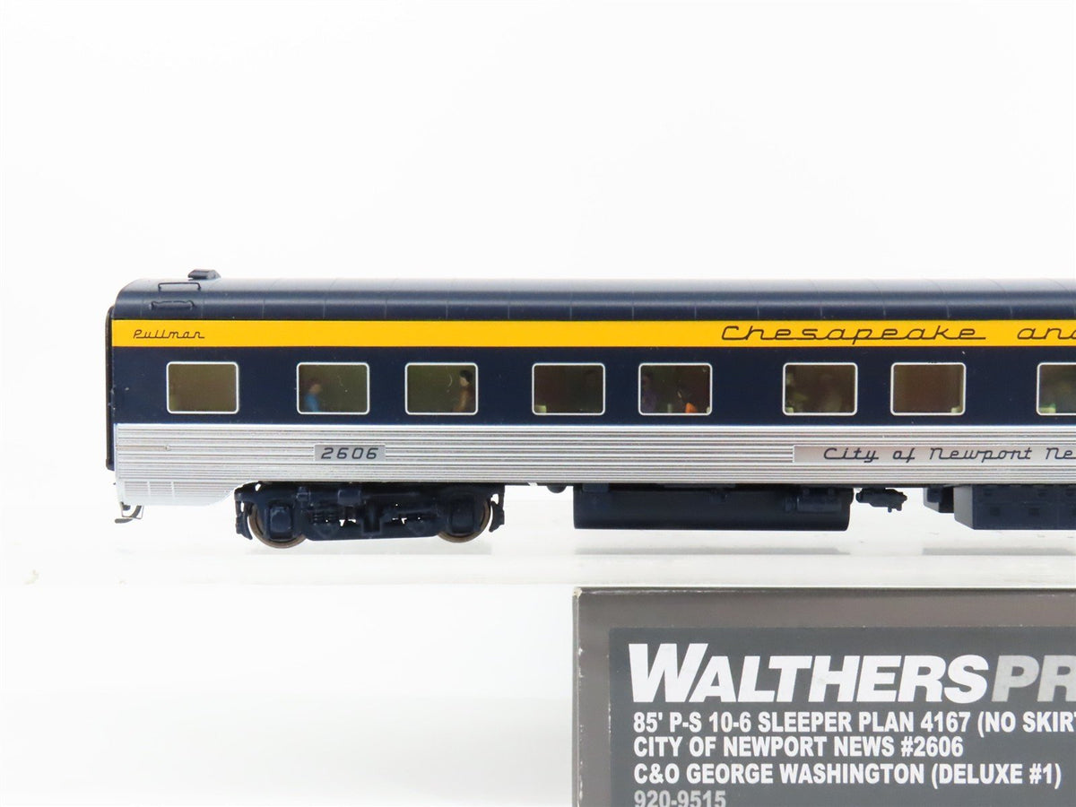 HO Walthers Proto 920-9515 C&amp;O 85&#39; P-S 10-6 Sleeper Passenger Car #2606 w/ Light