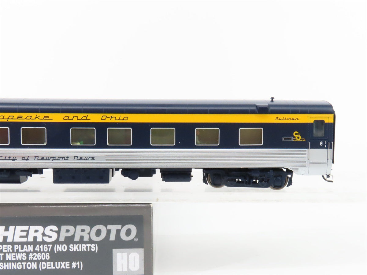 HO Walthers Proto 920-9515 C&amp;O 85&#39; P-S 10-6 Sleeper Passenger Car #2606 w/ Light