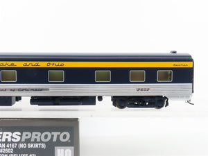 HO Walthers Proto 920-9525 C&O 85' P-S 10-6 Sleeper Passenger Car #2606 w/ Light
