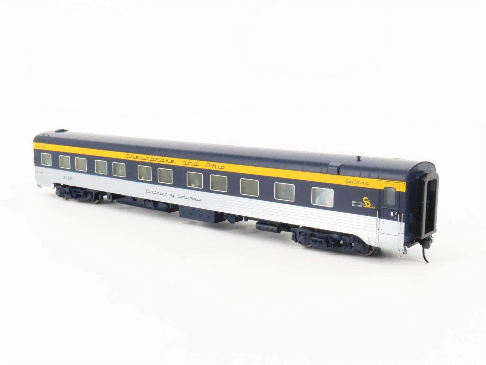 HO Walthers Proto 920-9525 C&O 85' P-S 10-6 Sleeper Passenger Car #2606 w/ Light