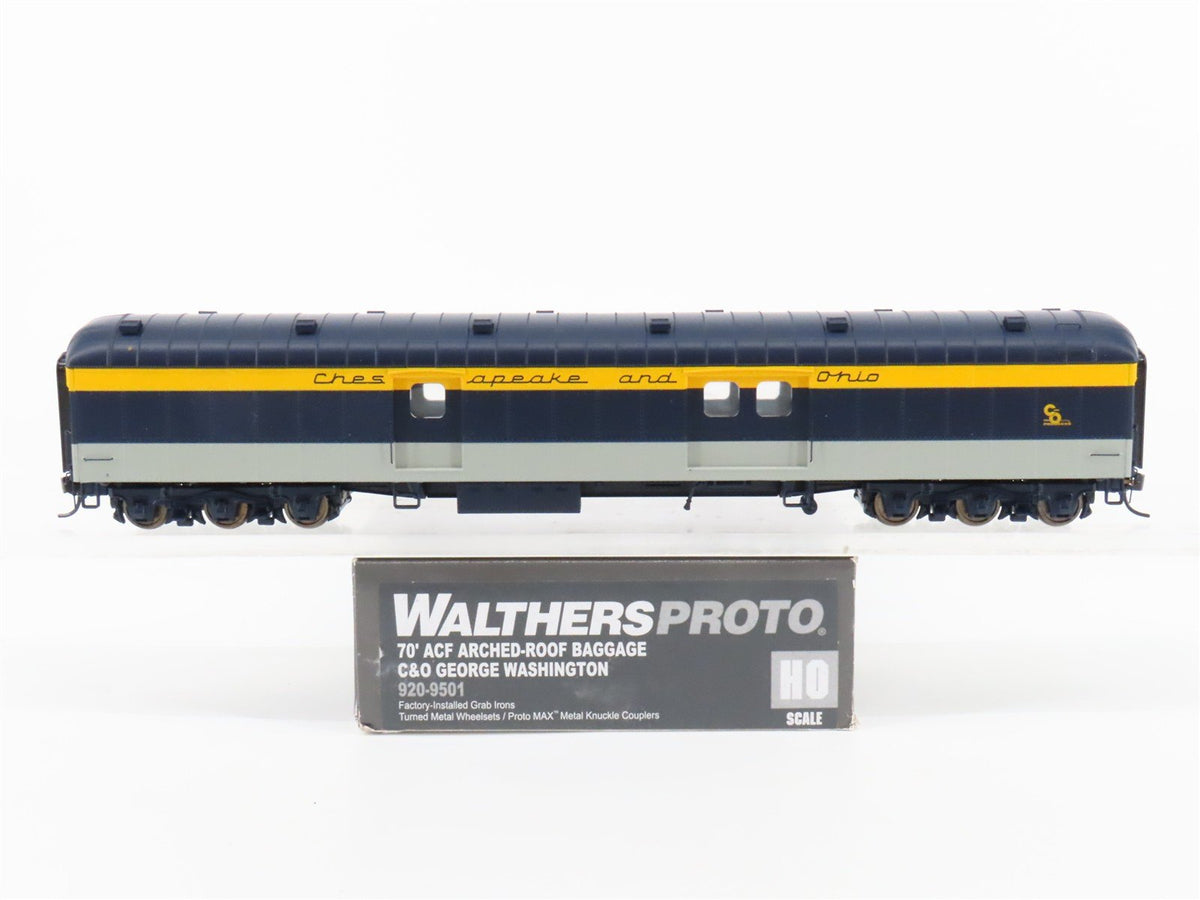 HO Scale Walthers Proto 920-9501 C&amp;O Railway 70&#39; ACF Baggage Passenger Car