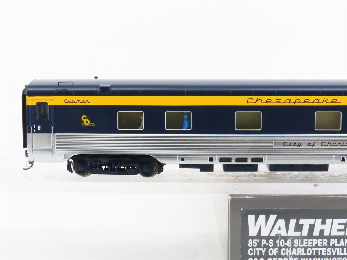 HO Walthers 920-9514 C&amp;O 85&#39; P-S 10-6 Sleeper Passenger Car &quot;Charlottesville&quot;